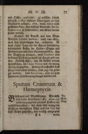 Sputum Cruentum & Hæmoptycis.