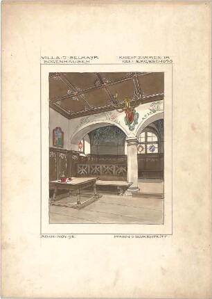 Pfann, Paul; München - Bogenhausen; Villa Jos. Selmayer - Kneipzimmer im Keller (Perspektive)