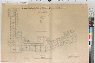 Recklinghausen (Recklinghausen) Amtsgericht und Gefängnis Grundriß 2. Stock 1907 1 : 100 73 x 105 Zeichnung Erberich Staatshochbauamt Münster