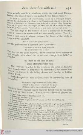 (e) Rain as the seed of Zeus