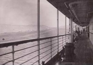 Suezkanal, Passagierdampfer : Ägypten, Suezkanal. Auf dem Dampfer bei der Fahrt durch den Kanal, 1936