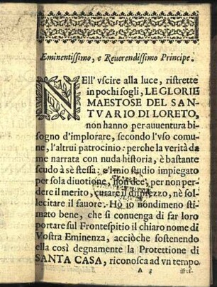 Eminentissimo, e Reuerendissimo Principe.