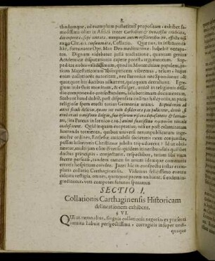 Sectio I. Collationis Carthaginensis Historicam delincationem exhibens.
