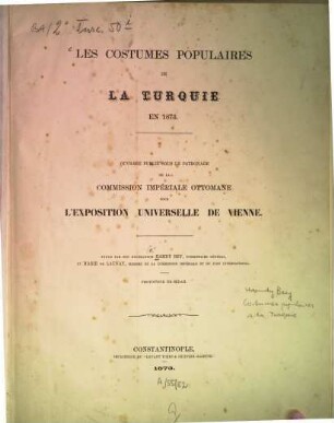 Les costumes populaires de la Turquie en 1873