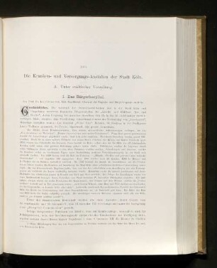 XVII. Die Kranken- und Versorgungs-Anstalten der Stadt Köln.