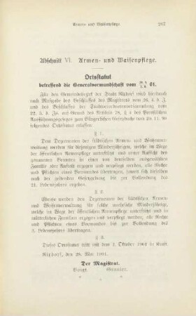 Abschnitt VI. Armen- und Waisenpflege