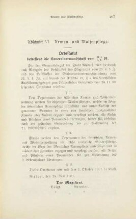Abschnitt VI. Armen- und Waisenpflege