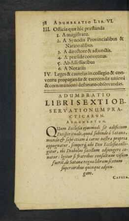Adumbratio Libri Sexti Observationum Practicarum.