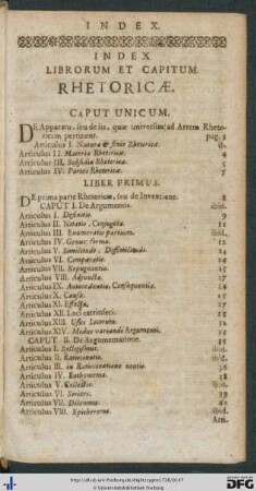 Index Librorum Et Capitum.