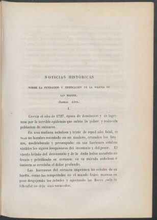 Noticias históricas sobre la fundación y edificación de la Iglesia de San Miguel. (Buenos Aires.)