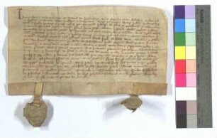 [Text = U / 1320 September 11]. Mit Eid besagt vor Emercho, Schultheiß, Volkmar, Nikolaus und Thulmannus, Richtern, Fürsprechen und Budellen. "1320 feria quarta ipso die beati Lamberti."