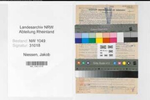 Entnazifizierung Jakob Niessen , geb. 06.08.1904 (Haendler)