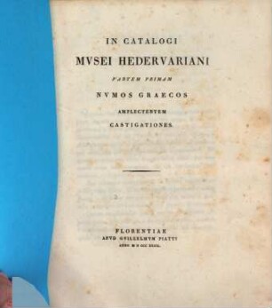 Descrizione delle medaglie antiche greche del Museo Hedervariano, 3[,3]. In catalogi Mvsei Hedervariani partem ... nvmos Graecos amplectentem castigationes