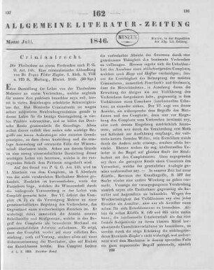Ziegler, F. V.: Die Theilnahme an einem Verbrechen nach P.G.O. Art. 148. Eine criminalistische Abhandlung. Marburg: Elwert 1845