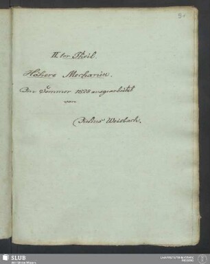 IIter Theil. Höhere Mechanik
