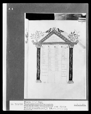 Evangeliar aus Blois — Kanontafel X, Folio 9