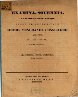 Quo die secundum Thucydidem bellum Peloponnesiacum inceperit : Examina solemnia gymnasii Francofurtensis