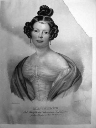 Hohenlohe-Oehringen, Mathilde, Prinzessin zu, verheiratete Schwarzburg-Sondershausen (1814-1888). Breite 25,3 x Höhe 34,5 cm.