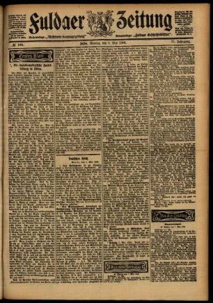 Erste Ausgabe vom Montag, den 09. Mai 1904.