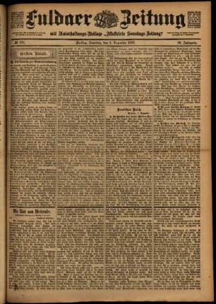 Erste Ausgabe vom Samstag, den 02. Dezember 1899.