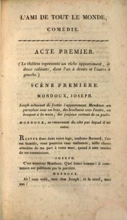 L' ami de tout le monde : comédie en deux actes et en prose