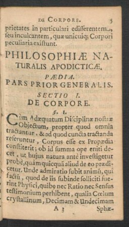 Sectio I. De Corpore.