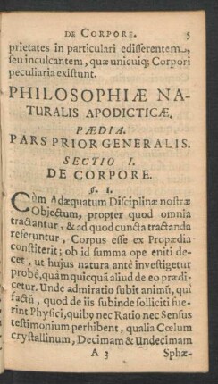 Sectio I. De Corpore.