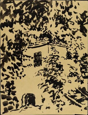 Torhaus unter Bäumen