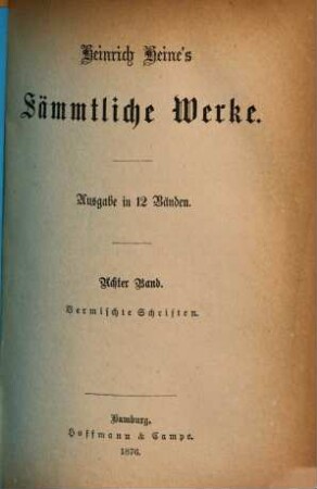 H. Heines sämmtliche Werke, 8