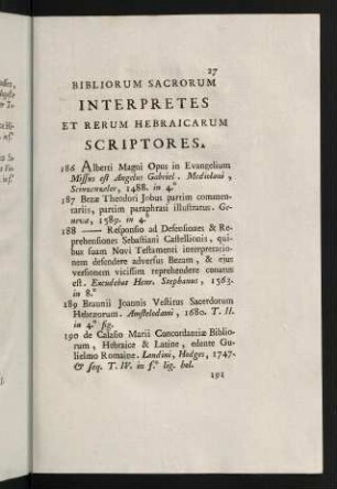 27-42, Bibliorum Sacrorum Interpretes et rerum Hebraicarum Scriptores