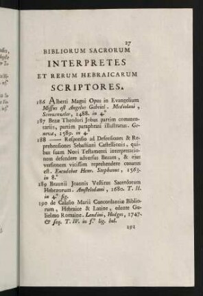 27-42, Bibliorum Sacrorum Interpretes et rerum Hebraicarum Scriptores
