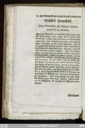 Sechstes Hauptstück. Vom Tabacksfloh und sonstigen Feinden, womit sie zu vertreiben.