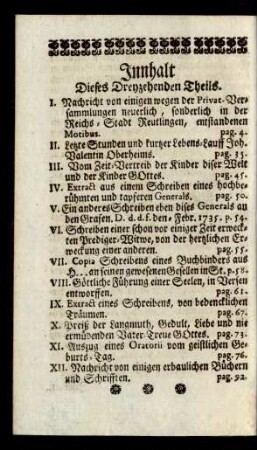 Innhalt Dieses Dreyzehenden Theils