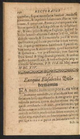 IV. Exequiae Elisabethae Brüdermannin.