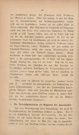 5. Die Terrainspekulation als Gegnerin des Hausbesitzes