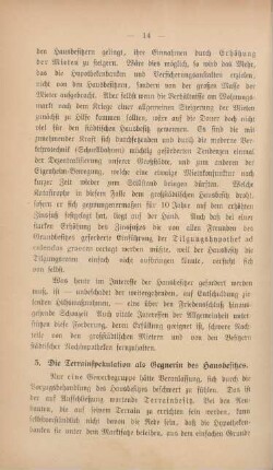 5. Die Terrainspekulation als Gegnerin des Hausbesitzes