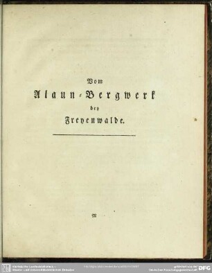 Vom Alaun-Bergwerk bey Freyenwalde
