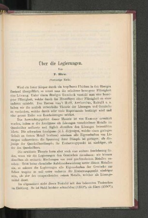 Über die Legierungen.