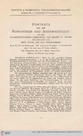 Porträts aus der Romantiker- und Biedermeierzeit