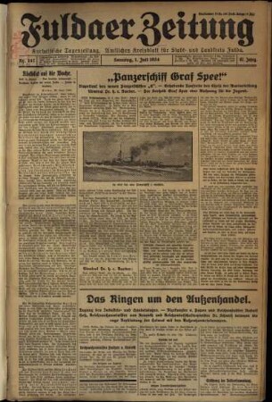 Erste Ausgabe vom Sonntag, den 01. Juli 1934.