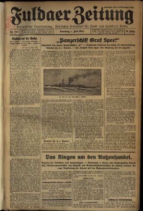 Erste Ausgabe vom Sonntag, den 01. Juli 1934.