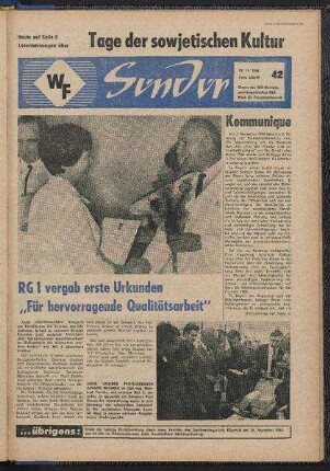 Betriebszeitung 'WF-Sender', Nr.42/1968 (15. November 1968)