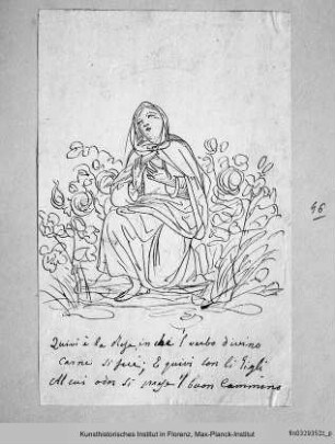 Kompositionsstudie: Maria in einem Blumenfeld