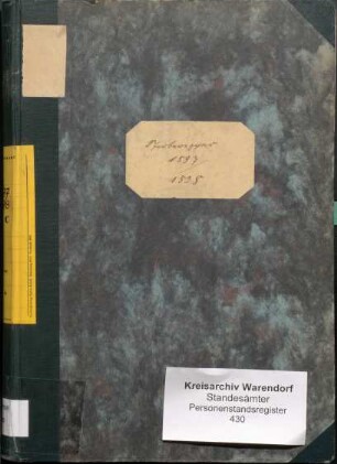Sterberegister des Standesamtes Beckum-Stadt von 1897 (Urkunden-Nr. 1-129) und von 1898 (Urkunden-Nr. 1-143)