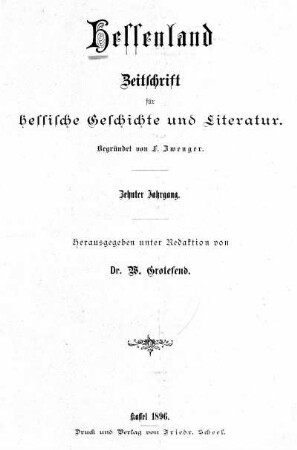 10.1896: Hessenland : Zeitschrift für hessische Geschichte und Literatur