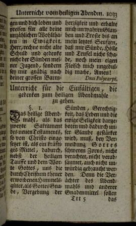 Unterricht für die Einfältigen, die gedenken zum heiligen Abendmahle zu gehen.