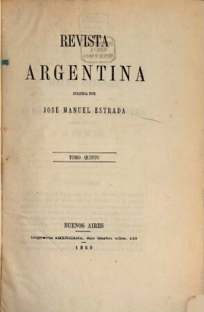Revista argentina. 5. 1869