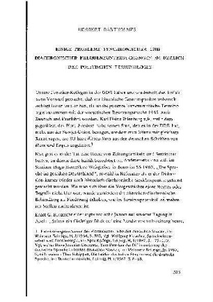 Einige Probleme synchronischer und diachronischer Frequenzuntersuchungen im Bereich der politischen Terminologie