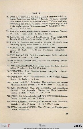 XVI. Varia (Nr. 750-776)