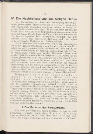 IV. Die Nachbehandlung des fertigen Bildes.